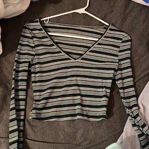 green and white striped long sleeve
